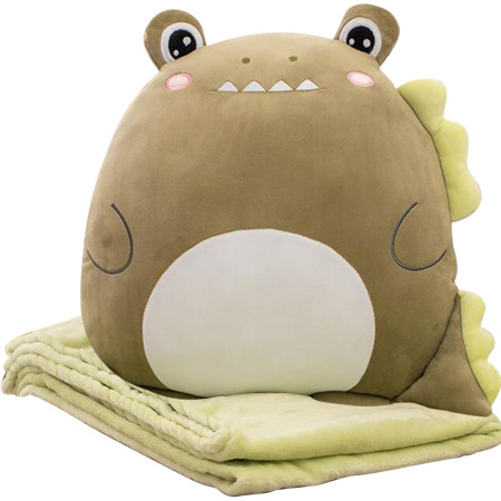 Patura 2in1 pentru Pat sau Canapea,  Model Jucarie Crocodil cu Spatiu de Depozitare Patura, Microfibra, 1x1.7 m, Verde