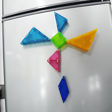 Joc Magnetic Tangram, Cyrax, 7 Piese Magnetice, Forme Geometrice, 3 Ani, EVA, ABS, Magnet, 10.5 x 10.5 x 2.2 cm, Multicolor