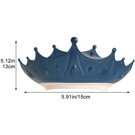 Cyrax Viziera de Protectie Baie Pentru Copii, Fippy, Model Coroana, Dimensiune ajustabila, Durabil, Usor de curatat, Impotriva Samponului, pentru Ochi si Urechi, TPE+PP, 15x13 cm, Albastru Inchis