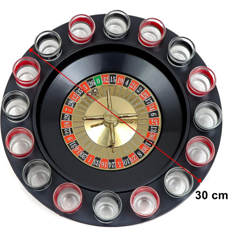 Joc de Baut Ruleta cu Pahare de Shot Cyrax, 30 cm, Rosu/Negru