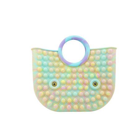Jucarie Antistres din silicon Cyrax, Pop It Now And Flip It, Geanta mare, 28 cm, Multicolor, V4