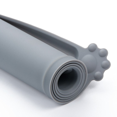 Covoras din silicon pentru animale  pentru bol de apa si mancare, antiderapant, margini ridicate pentru a mentine apa, 48.5x30 cm, Gri