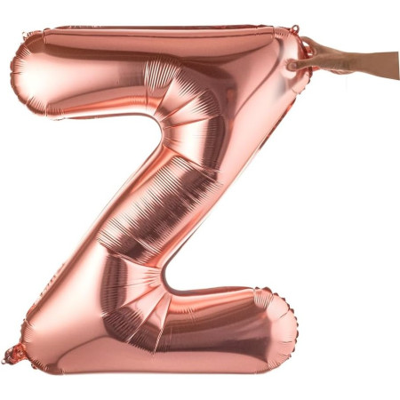 Balon Folie Metalizata Litera Z, Cyrax, 100 cm, Umflati cu Heliu sau Aer, Ambalaj Individual, Pai inclus, Rose Gold