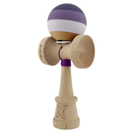 Kendama X Originala, Profesionala, Cyrax, Rubber Grip, Cupe Mari KING SIZE V3, Gaura in Baza, Rulment Metalic, din lemn 18 cm, Ata 62/65 cm, Special Purpuriu/Mov/Lila