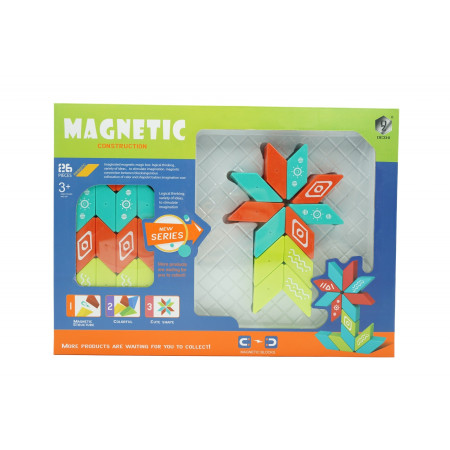 Cyrax Set inteligent de constructie cu piese magnetice, 26 piese, +3 ani, multicolor