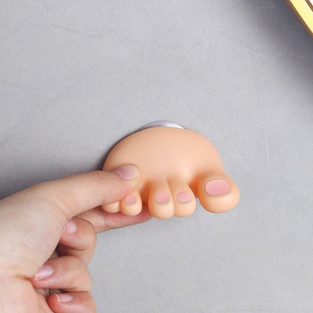 Suport de Baie,  Multifunctional, pentru Periute/Cabluri, din PVC, cu Ventuza, Model Picior, 4 x 6.5 cm, Crem