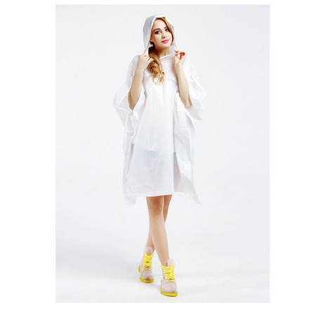 Pelerina de Ploaie,  pentru Adulti, EVA, Tip Poncho, Impermeabila, Rezistenta la Vant, Capse Laterale, 160 g, Alb