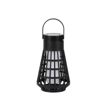 Lampa Solara pentru Gradina,  Reincarcabila de la Soare, Model Felinar, Portabila cu Picior, Lumina Calda, 12 cm, Negru