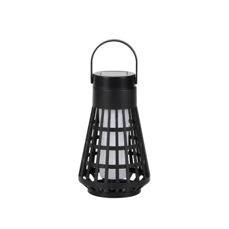 Lampa Solara pentru Gradina,  Reincarcabila de la Soare, Model Felinar, Portabila cu Picior, Lumina Calda, 12 cm, Negru