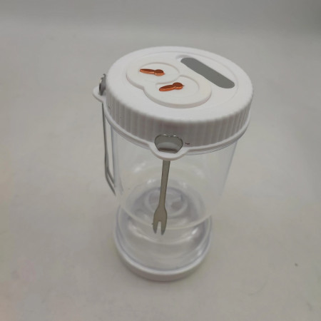 Borcan pentru Muraturi, Cyrax, cu Separator pentru Lichide, Ermetic, Termorezistent, Tip Clepsidra, 2 Furculite Incluse, ABS, Alb, 18x9x9 cm