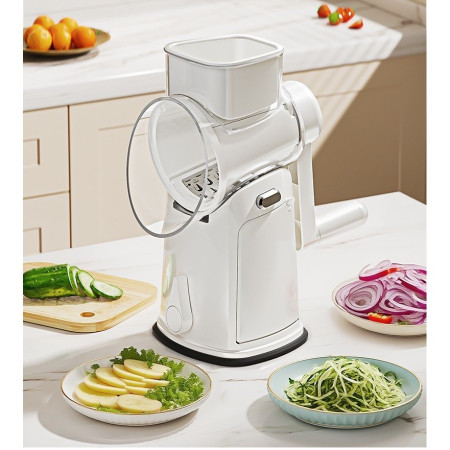 Razatoare Manuala, Cyrax, Rotativa cu Manivela, 6 Lame Interschimbabile, Anti-Stropire, 27 x 13 x 13 cm, Alb