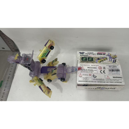 Jucarie Transformabila 2in1, Cyrax, Crystal Wing Flying Dragon, Masina/Dragon, Atractie Magnetica, Fluorescent, +3 Ani, din ABS, Multicolor