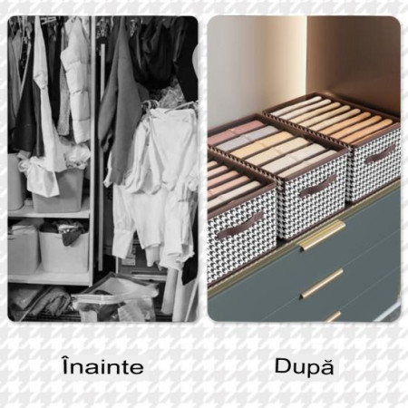 Cutie Depozitare,  Capac Transparent, Model In Carouri, Model Mare, Maro