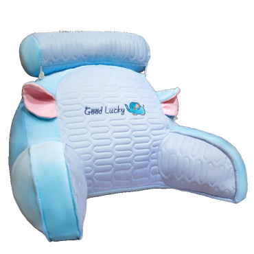 Perna Multifunctionala,  Spatar pentru Pat, Protectie Lombara, Marime Medie, 60 x 40 cm, din Latex, Model Elefant, Albastru