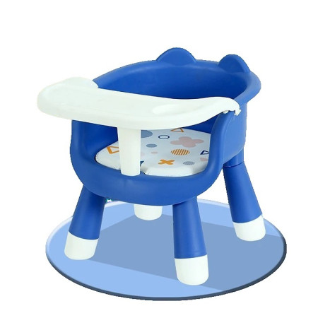 Scaun de Masa pentru Copii, Cyrax, 2 in 1, Tavita Detasabila, Spatar Ergonomic, +6 Luni, Inaltime 36 cm, Albastru