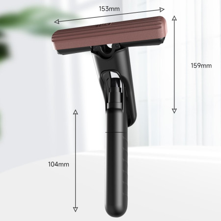 Mop Plat cu Pulverizare,  Recipient pentru Solutie de Suprafete, Geamuri, Interior Auto, Maner Scurt, Usor de Utilizat, Sistem de Stoarcere, 15.5 x 15.5 x 12.5 cm, Negru