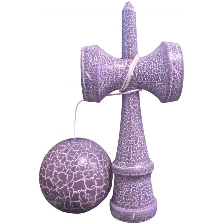 Kendama X Originala, Profesionala, Cyrax, Kendama Cracked, din Lemn – 18 cm, Lila/Alb