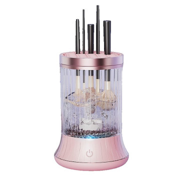 Dispozitiv Portabil de Curatare a Pensulelor de Machiaj, Cyrax, pentru Pensule de Diferite Dimensiuni, 5V, 7000RPM, Vibratii Sonice, USB Type C, 9x9x16 cm, Roz