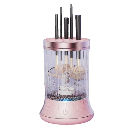 Dispozitiv Portabil de Curatare a Pensulelor de Machiaj, Cyrax, pentru Pensule de Diferite Dimensiuni, 5V, 7000RPM, Vibratii Sonice, USB Type C, 9x9x16 cm, Roz