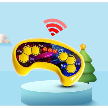 Masinuta electrica cu telecomanda pentru copii, Cyrax, roti spate rotire 360, 3- 6 ani, curea siguranta, baloane de sapun, lumini si sunete, self control si prin telecomanda, cu pedale de acceleratie si frana, rosie