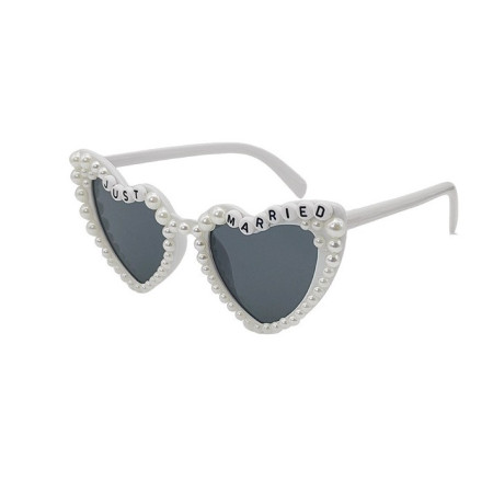 Ochelari Decorativi, Cyrax, Model Just Married, cu Perle, pentru Nunta, din PC, 15.3 x 5.7 x 14.5 cm, Alb