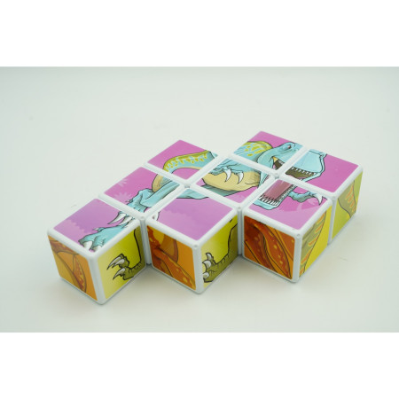 Cyrax Set inteligent de cuburi magnetice pentru copii, 8 piese, cutie depozitare, puzzle dinozauri, +3 ani, multicolor