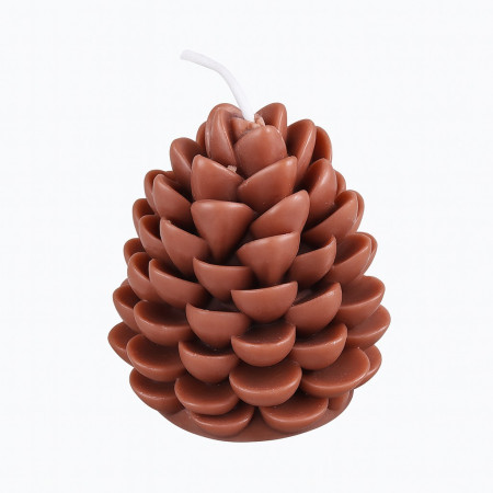 Lumanare Parfumata de Craciun,  Model Con de Pin, din Ceara de Soia, Cadou Creativ Handmade de Craciun, 7 x 6.5 x 6.5 cm, Maro