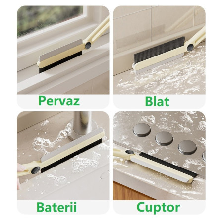 Perie Multifunctionala si Stergator,  Pentru Spatii Greu Accesibile, 24.7 x 4.5 cm, Alb