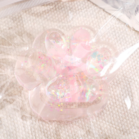 Jucarie Antistres Squishy, Cyrax, cu Revenire Lenta, Squeeze Pinch Family, Model Cat Paw, 6.5 x 7 cm, din Tpr, 4-6 Ani, Model 2 Flori, Transparent