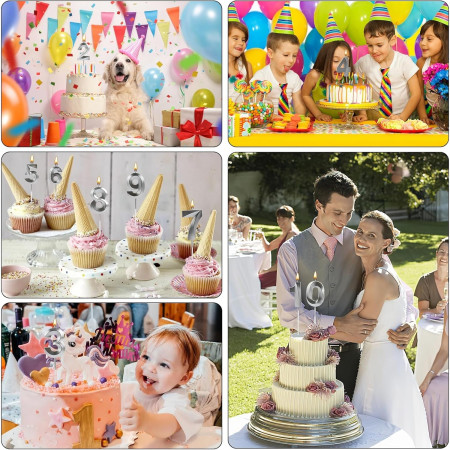 Lumanare Cifra 7, Cyrax, Model Diamond, 5 x 3.4 cm, Argintiu