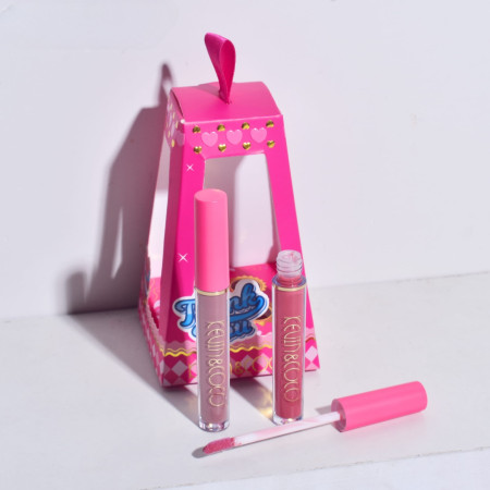 Set de Buze, KEVIN & COCO, Cloud Bubble, 4 Lip Gloss-uri,  15.1 x 8.1 x 2 cm, Roz/Nude