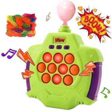 Joc Pop-It Antistres, Cyrax, Electronic, 50 de Baloane, Muzica, 2 Moduri de Joc, Nivel Maxim 200, 14.5x13.5x5.7cm, Verde