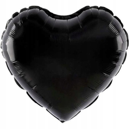 Balon din Folie Metalizata, Cyrax, Figurina Inimioara, Model Simplu, Tematica Iubire, 40 cm, Ambalaj Individual, Pai Inclus, Umflare cu Aer sau Heliu, Negru
