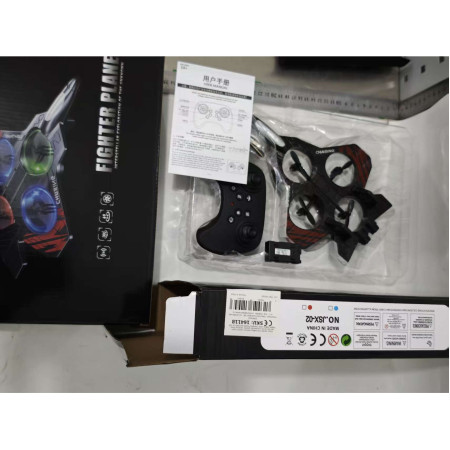 Jucarie Interactiva, Cyrax, Aeronava de Lupta, din EVA, cu Telecomanda, Incarcare USB, +14 Ani, 25.5 x 18 x 5.2 cm, Negru-Rosu