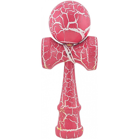 Kendama X Originala, Profesionala, Cyrax, Cracked, din Lemn, 18 cm, Roz Aprins/Alb