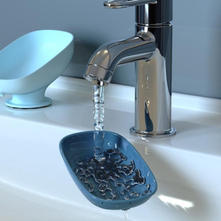 Savoniera din Plastic,  cu Ventuza, Design Modern, Albastru