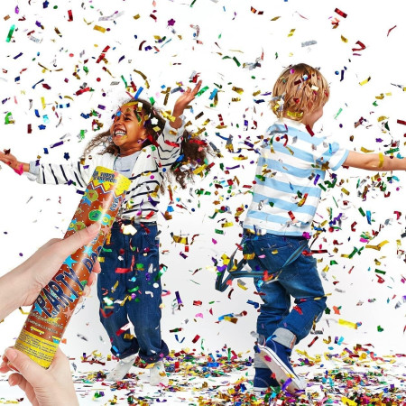 Tub de Confetti, Cyrax, Party Popper, 30x5 cm, Confetii Asortate din Aluminiu, Multicolor