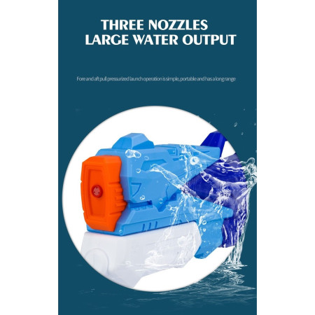 Pistol cu Apa pentru Copii, Rezervor, Pentru Piscina/Plaja, Cyrax, 6ani+,  3 duze, Albastru, 500ML