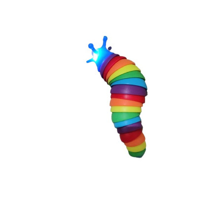 Jucarie senzoriala pentru copii, Cyrax, melc, cu articulatii si lumini, 19 cm, multicolor