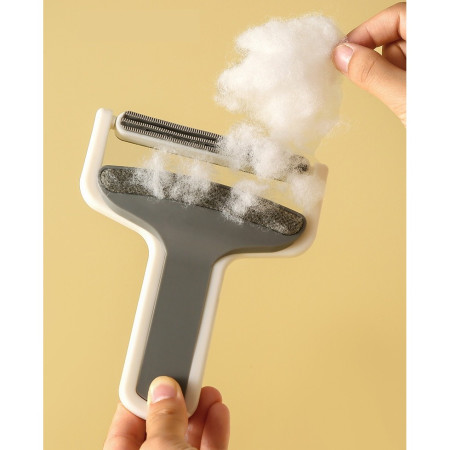 Perie de Indepartarea a Parului si Scamelor,  12 x 15 cm, Maner Confortabil, Alb/Gri