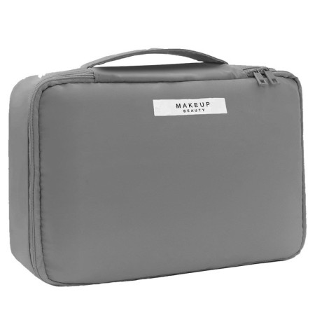 Geanta de Calatorie, Cyrax, pentru Cosmetice si Articole de Toaleta, Material Impermeabil, 2 in 1, Portfard Interior Detasabil, 23 x 16 x 8 cm, Gri