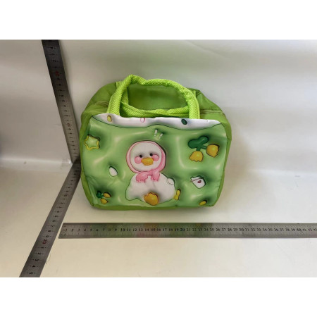 Geantă Frigorifică, Cyrax, cu Desene Animate 3D, Portabilă pentru Copii, de Prânz, din Pânză Oxford, 23x13x19 cm, Model Ratusca, Verde