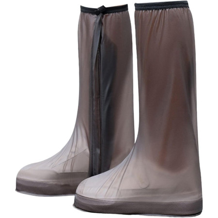 Protectie Incaltaminte pentru Ploaie si Noroi,  Impermeabila, Talpa Antiderapanta, cu Fermoar si Capsa, Inaltime 40 cm, Marime L 38-39, Maro