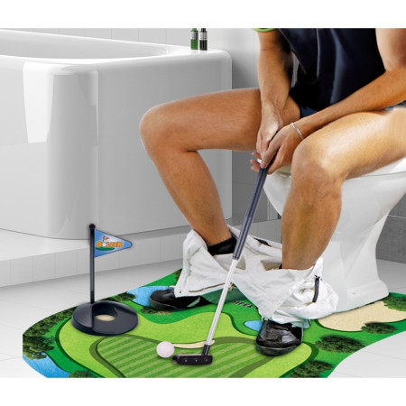 Covoras de Baie,  Model Teren de Golf, Interactiv, +14 Ani, din PVC, 80 x 69 cm, Verde