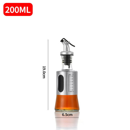 Sticla de ulei, Cyrax, Sticla de Ulei din Otel Inoxidabil, Sticla pentru Lichide de Bucatarie, Sticla pentru Lichide de Gatit, 19 x 6.5 cm, volum 200 ml, Gri Transparent