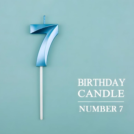 Lumanare Cifra 7, Cyrax, Model Diamond, 5 x 3.4 cm, Albastru