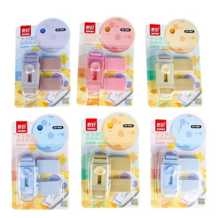 Radiera,  cu 2 Rezerve, Reglare Pull-Push, din Cauciuc, Crem