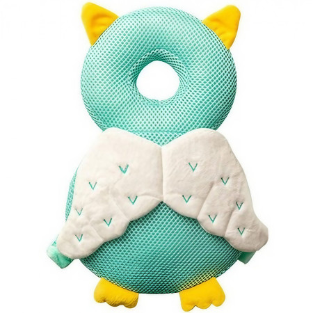 Perna tip Rucsac pentru Protectia Capului,  Tetiera tip Bufnita, Design tip Plasa, pentru Bebelusi, 33x6x19 cm, 180 g, Albastru