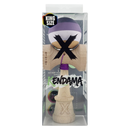 Kendama X Originala, Profesionala, Cyrax, Rubber Grip, Cupe Mari KING SIZE V3, Gaura in Baza, Rulment Metalic, din lemn 18 cm, Ata 62/65 cm, Special Purpuriu/Mov/Lila