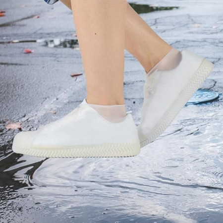 Husa Incaltaminte,  Impermeabila, Antiderapanta, din Latex, 13 x 13 x 2 cm, Marime L 41-47 cm, Alb
